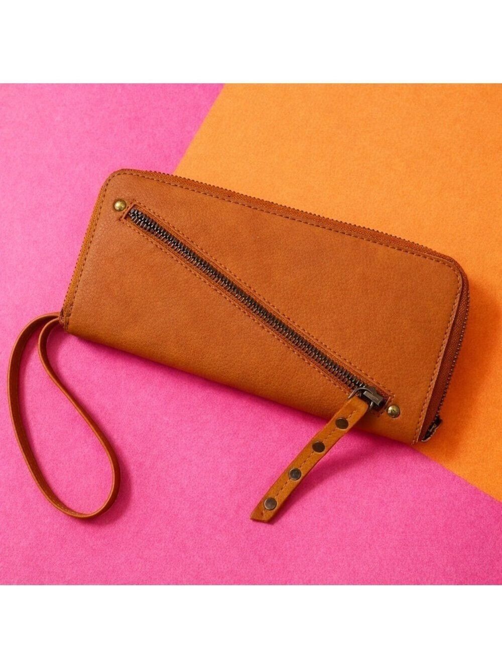 Free People Vegan Leather Zip Wristlet Wallet